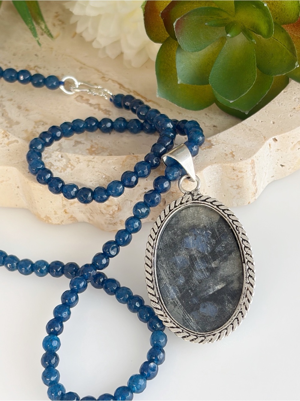 Que Sera Gemstone Pendant Southwest Vintage Style Sterling Silver 925 Overlay - Picture 4 of 6